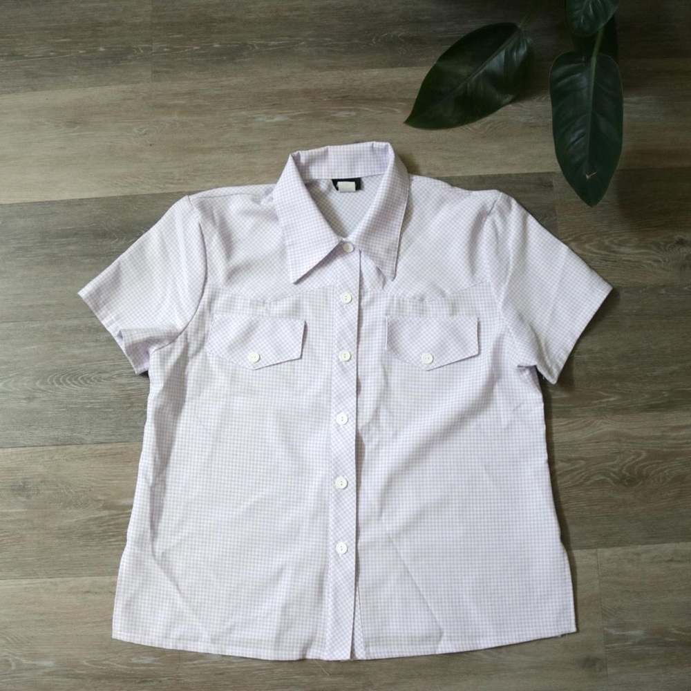 Lavender gingham button down shirt
